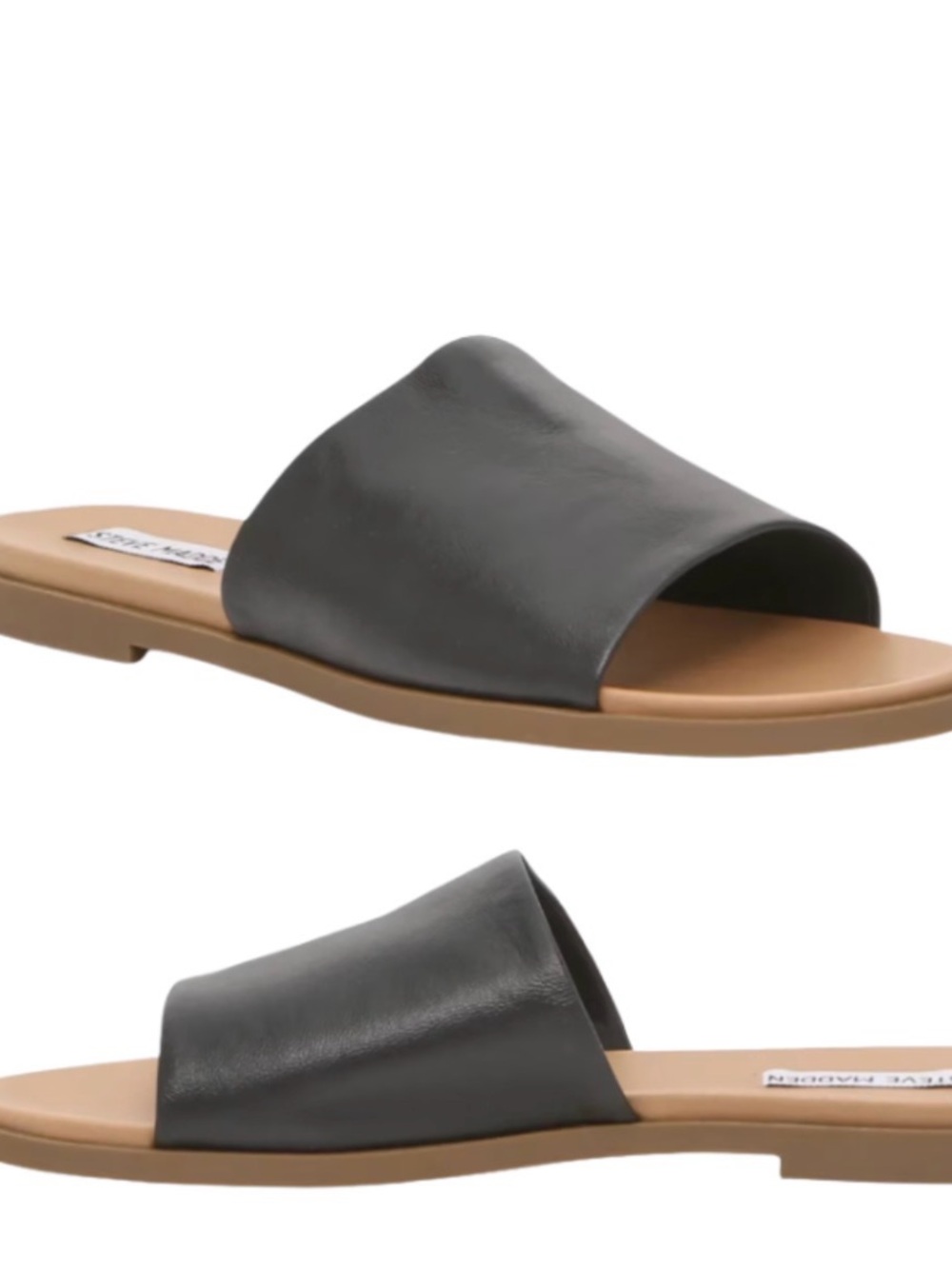 Steve Madden Black Leather Slide Sandals Women's Size 9